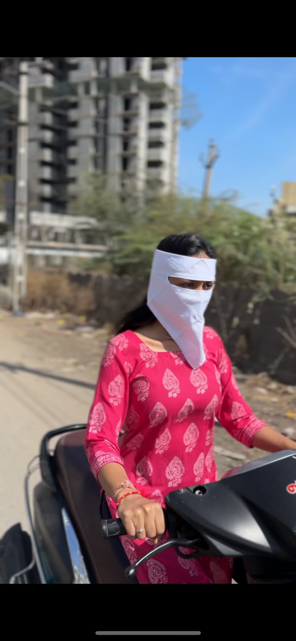 400008 Bike Riding Cotton Face Mask for Men And Women | Washable And Adjustable Cotton Face Mask (White) | Pack of 4