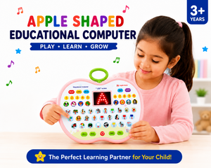 Interactive Apple Educational Computer for Kids | Talking Alphabet & Numbers Learning Toy | LED Display | 26 English Words | Music, Story & Animal Sounds | Preschool Educational Toy (3+ Years)