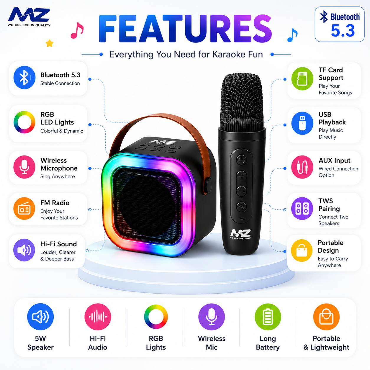 Wireless Karaoke Speaker with Wireless Microphone