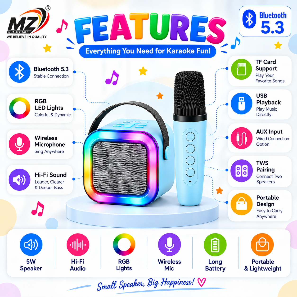 Wireless Karaoke Speaker with Wireless Microphone