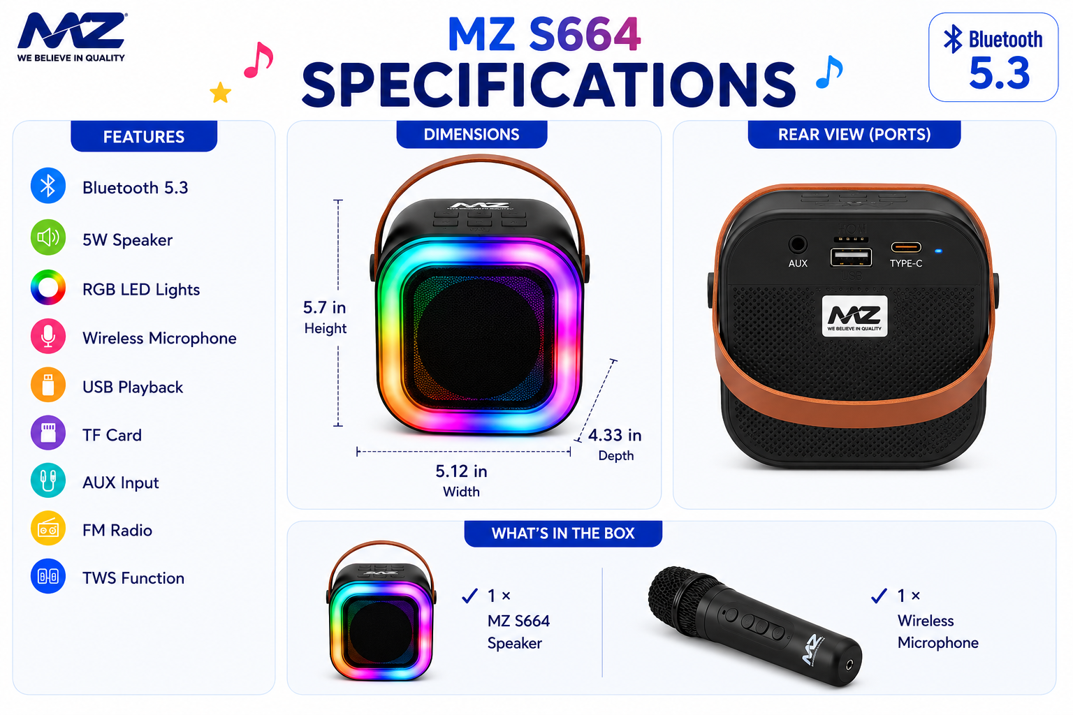 Wireless Karaoke Speaker with Wireless Microphone