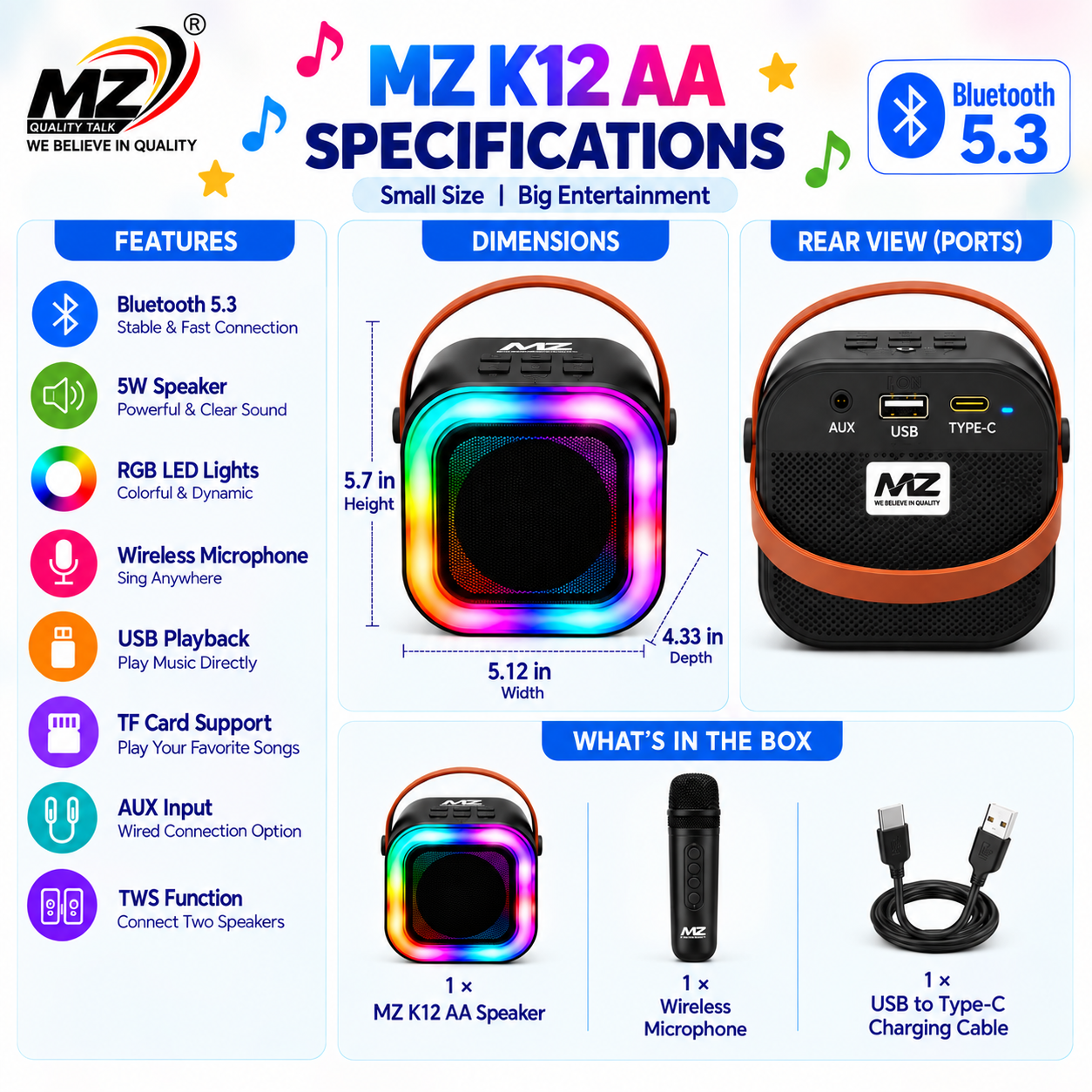 Wireless Karaoke Speaker with Wireless Microphone
