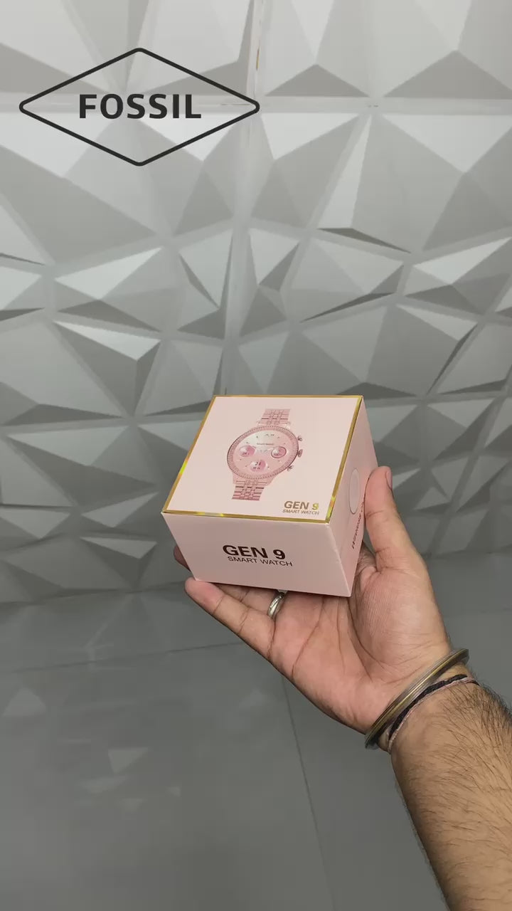 400010 Gen 9 Diamond Strap HD Display 2 Straps Bluetooth Calling Smartwatch for Mens and Womens (Rose Gold Strap)