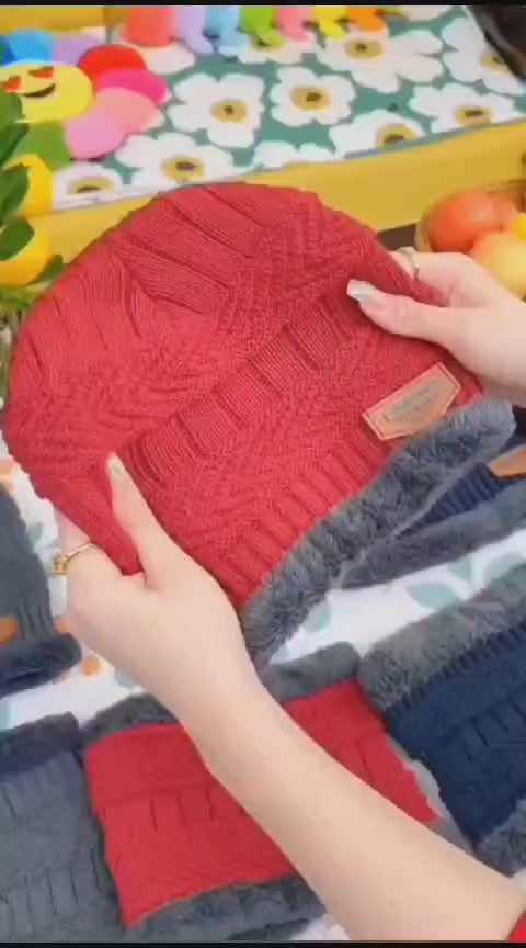 400003 Winter Wool Beanie Cap & Muffler (Multi Colour) (Pack of 2)